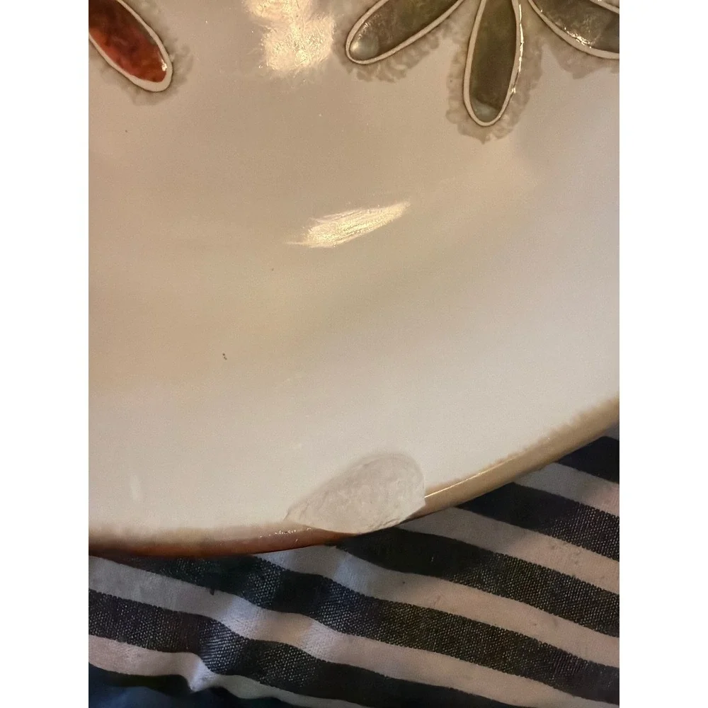 Pier 1 Petals Hand Painted Stoneware Large 13.5